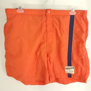Nautica Swim Trunks Men's XL Orange Navy Blue
